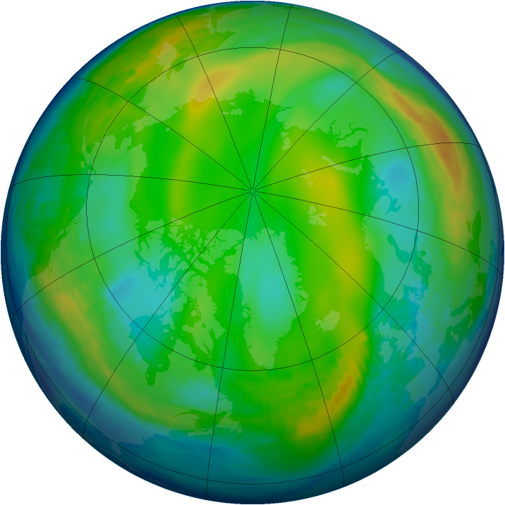 Arctic ozone map for 01 January 1993